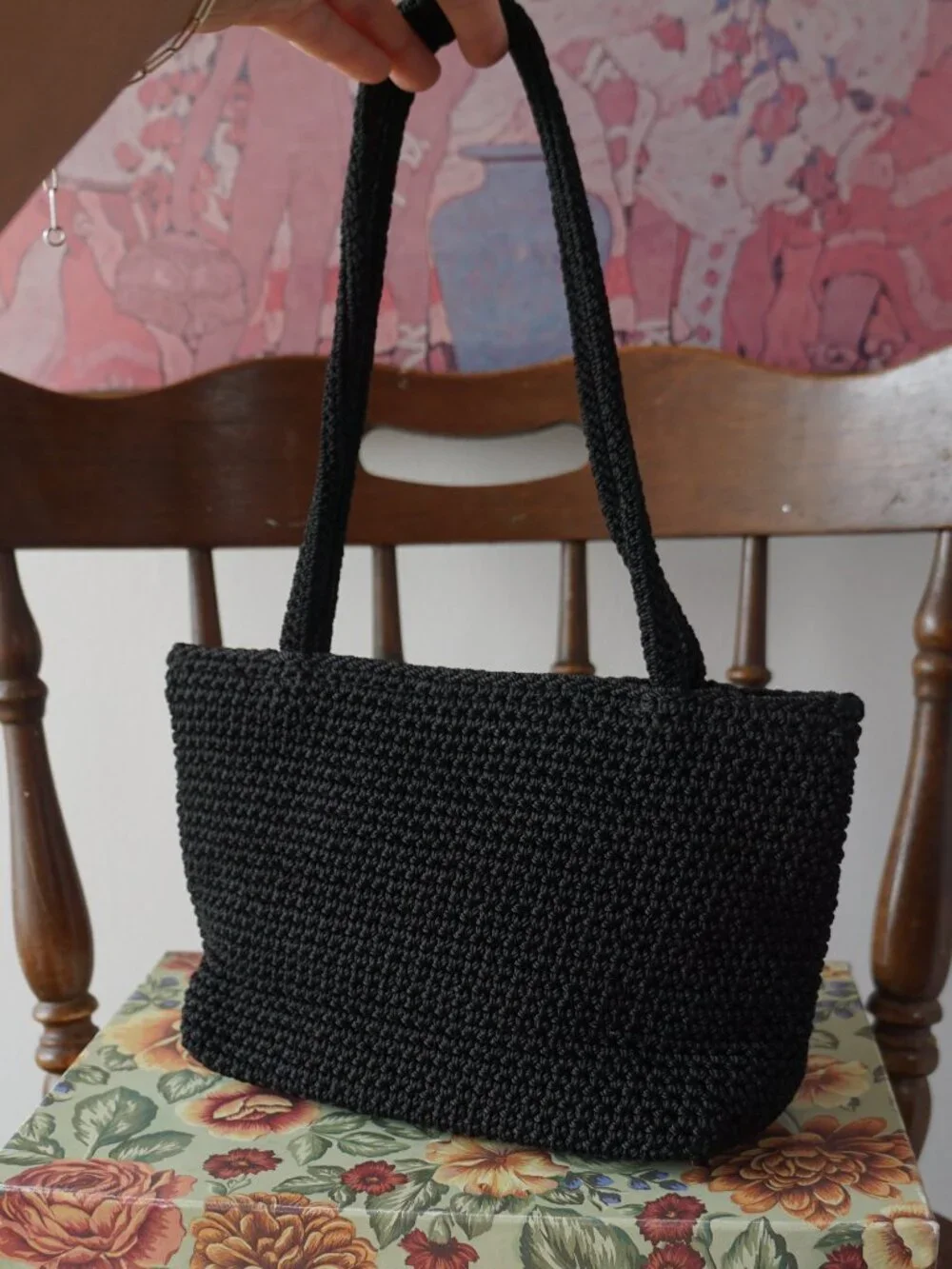 The Sak Black Mini Shoulder Bag – Crochet